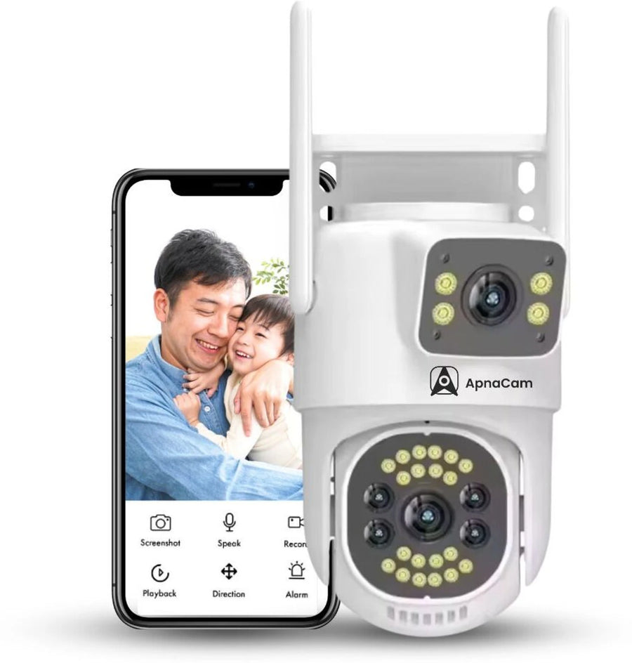 ApnaCam 5+5MP FHD 4G/5G Sim 360° Live View Waterproof Color Night Vision Two Audio CCTV Security Camera (128 GB, 1 Channel)