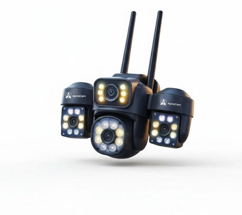 ApnaCam NexusEye Triple Lens 4G PTZ CCTV Camera 5MP Color Night Vision Outdoor V380 Pro