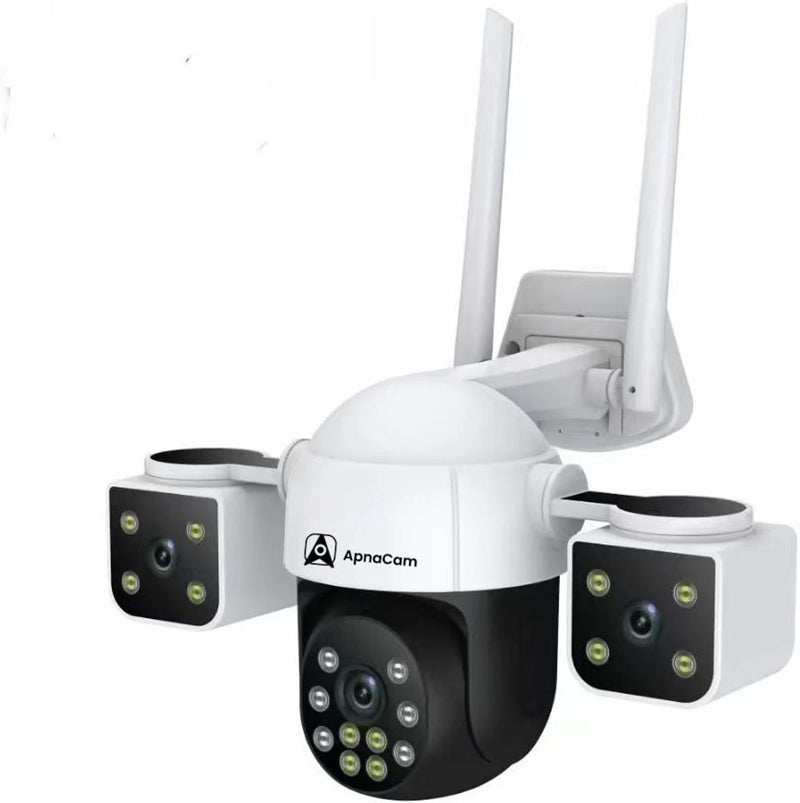 ApnaCam Triple Lens 4G SIM PTZ Camera — 8MP+8MP+8MP, 360° View, AI Human Tracking, Outdoor CCTV