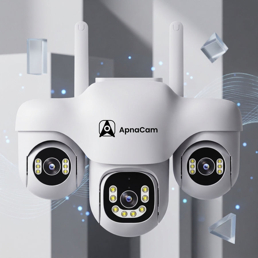 ApnaCam Marine Triple-Lens 4MP QHD WiFi PTZ Security Camera | Live Split-Screen | 3-Zone Simultaneous View | AI Human Detection | Color Night Vision | IP66 Weatherproof