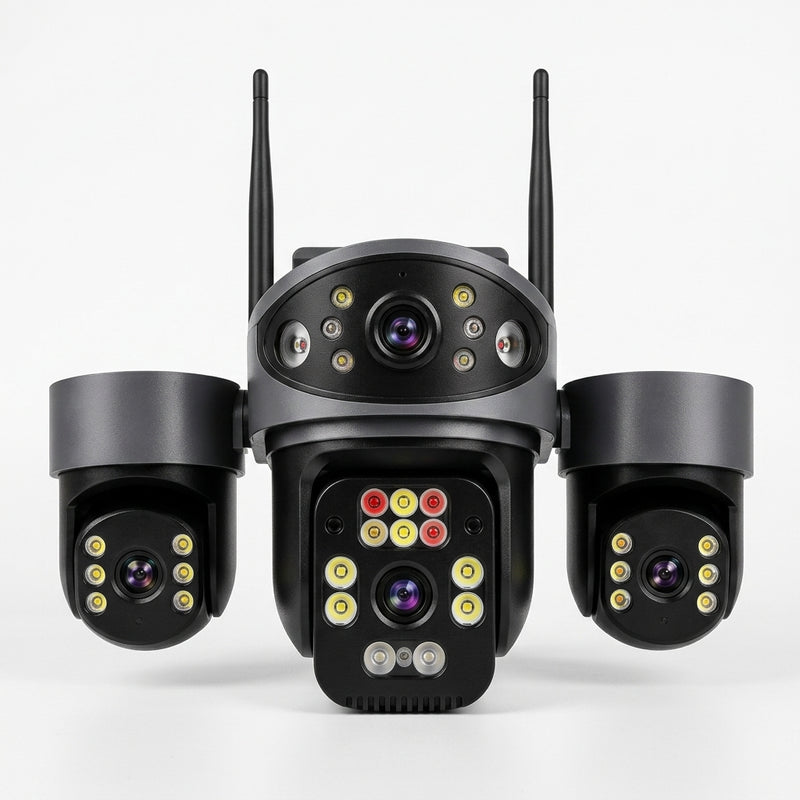 ApnaCam Spyder 4G Solar PTZ Security Camera – 5MP Quad Lens, 360° Coverage, Color Night Vision, No WiFi Needed, Outdoor Weatherproof CCTV for Farm, Home & Warehouse