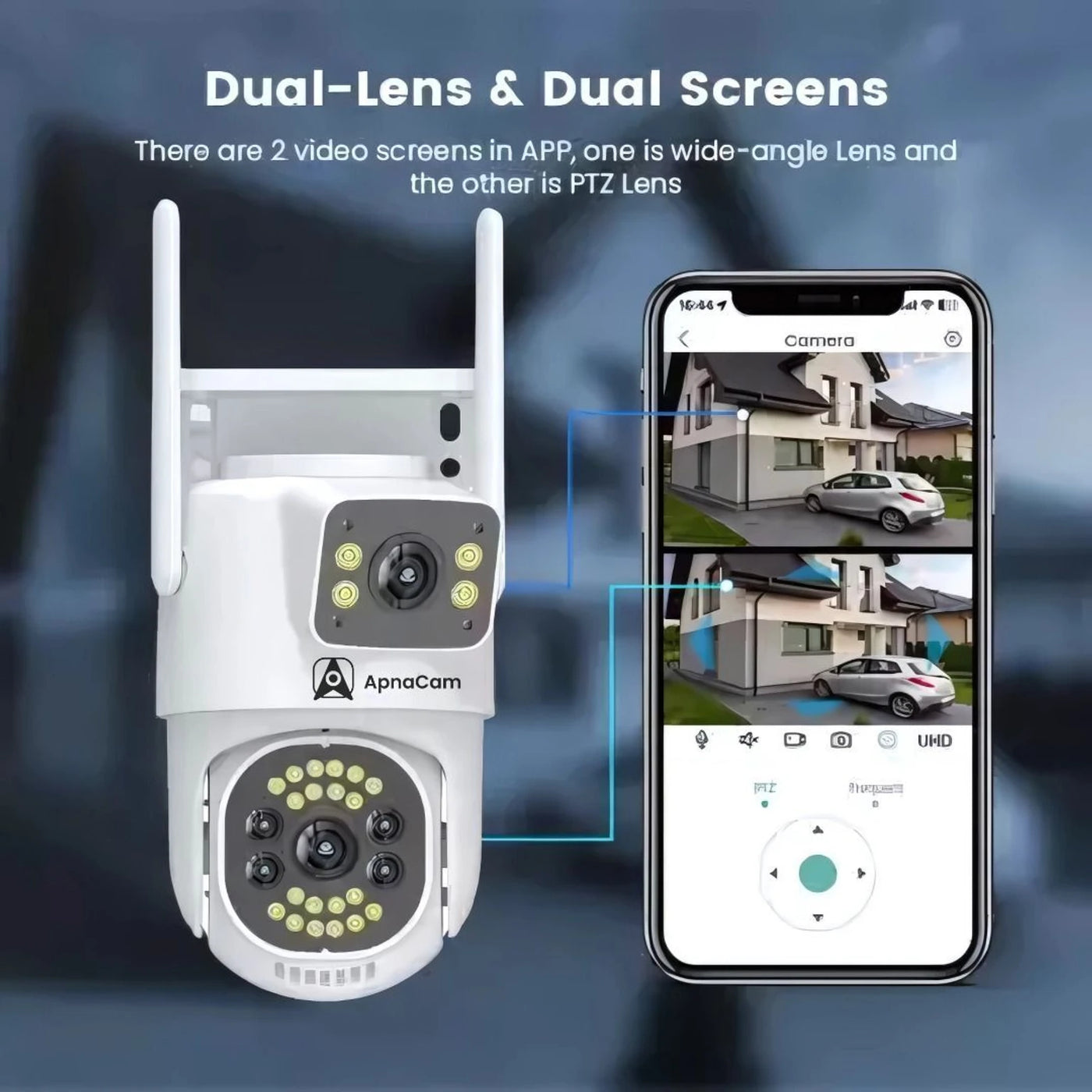 ApnaCam 5+5MP FHD 4G/5G Sim 360° Live View Waterproof Color Night Vision Two Audio CCTV Security Camera (128 GB, 1 Channel)