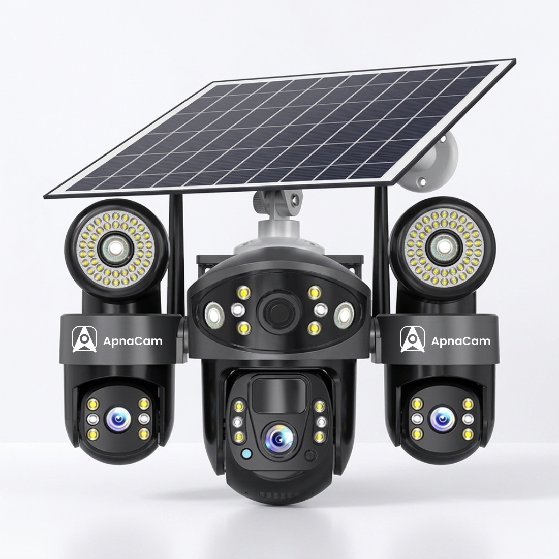ApnaCam 8+8+8MP FHD Spyder Led Solar 4G 3lens PTZ Waterproof, Color Night Vision CCTV Security Camera (SD Card Support Upto 128 GB, 4 Channel)