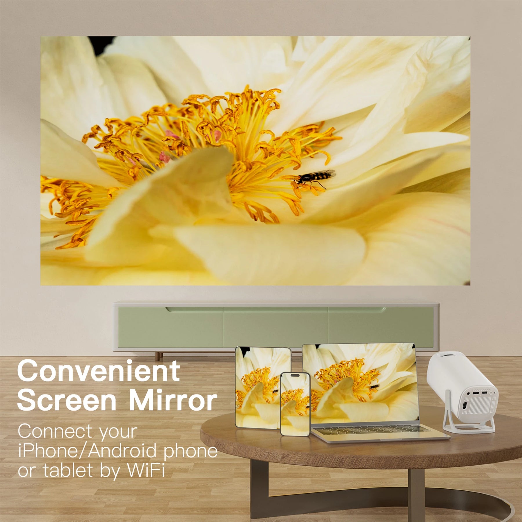 OneXsale S40 Max Smart Projector – Android 11, 720p HD, WiFi 6 + Bluetooth 5.0, 40–130 Inch Screen, 160 ANSI Lumens (White)