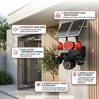 ApnaCam Robo Senti Quad-Lens 5MP 4G Solar PTZ Outdoor Security Camera | 4-Zone Coverage | Dual Solar Panel | AI Motion Detection | Color Night Vision | Weatherproof | 256GB SD