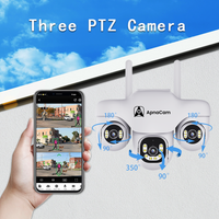 ApnaCam Marine Triple-Lens 4MP QHD WiFi PTZ Security Camera | Live Split-Screen | 3-Zone Simultaneous View | AI Human Detection | Full-Color Night Vision | IP66 Weatherproof