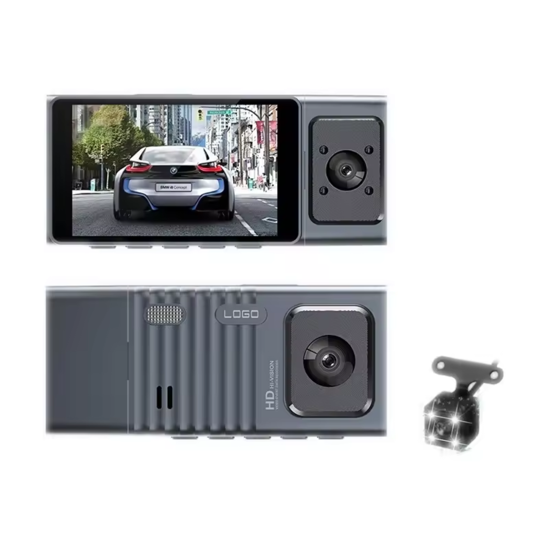 ApnaCam DashCam Front WiFi Night View WDR Loop 24H Parking Dashboard Camera System Reverse Assist Camera System (3 Camera, 1080P)
