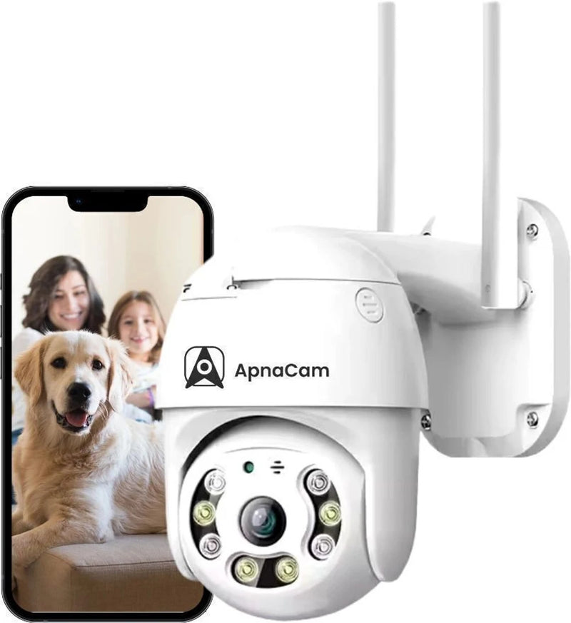 ApnaCam WiFi Outdoor CCTV Camera — 5MP, 360° PTZ, Color Night Vision, 2-Way Audio, Waterproof (Home, Shop, Farm Security)