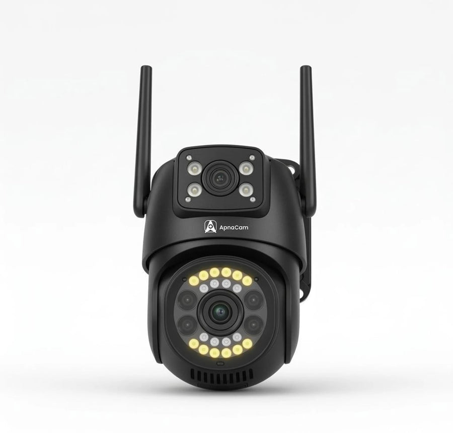 ApnaCam NightEye Dual-Lens [XMP] WiFi PTZ Outdoor CCTV | AI Human Detection | Full-Color Night Vision | IP66 | V380 Pro