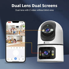 ApnaCam Dual-Lens FHD WiFi PTZ Indoor CCTV | AI Auto-Tracking | Night Vision | Two-Way Audio | V380 Pro
