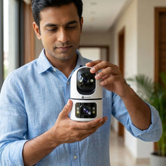 ApnaCam Dual-Lens FHD WiFi PTZ Indoor CCTV | AI Auto-Tracking | Night Vision | Two-Way Audio | V380 Pro