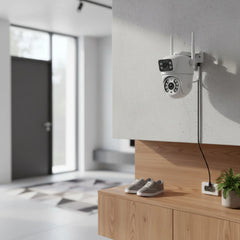 ApnaCam 2MP×2 Dual-Lens FHD WiFi Outdoor PTZ CCTV | iCSee App, IP66