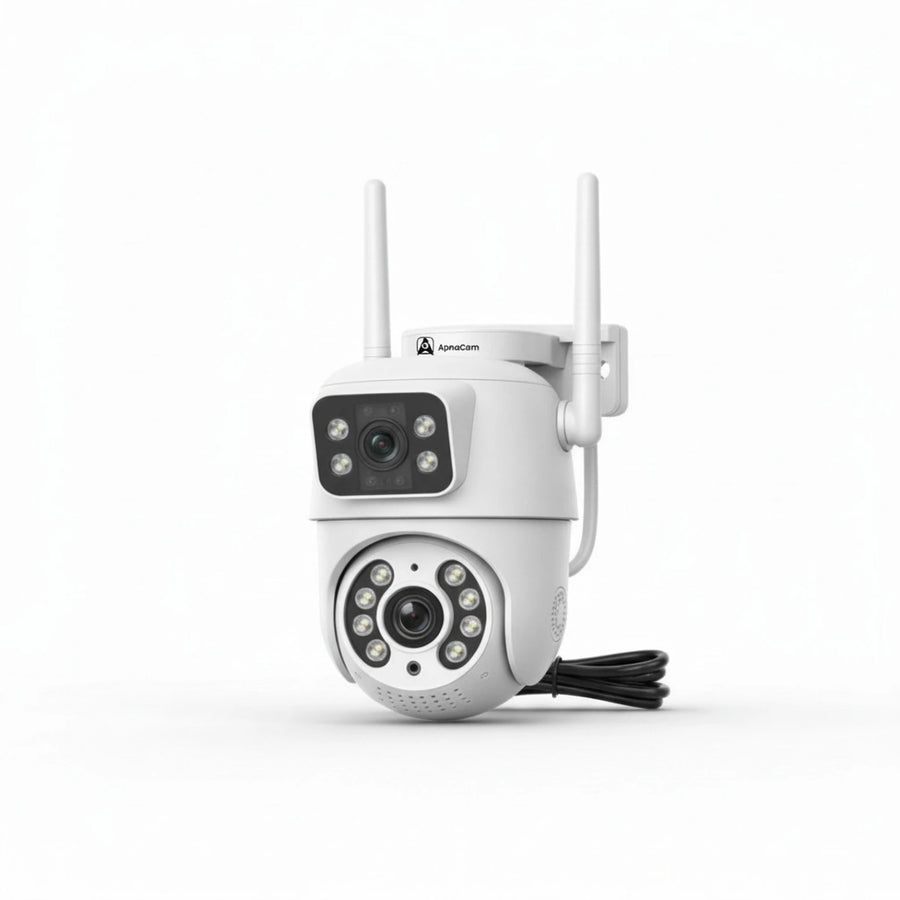 ApnaCam 2MP×2 Dual-Lens FHD WiFi Outdoor PTZ CCTV | iCSee App, IP66