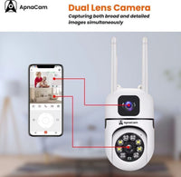 ApnaCam 5MP+5MP Dual Lens Mini PTZ WiFi Camera | 2-Way Audio, Color Night Vision, Humanoid Detection, 350° Pan-Tilt