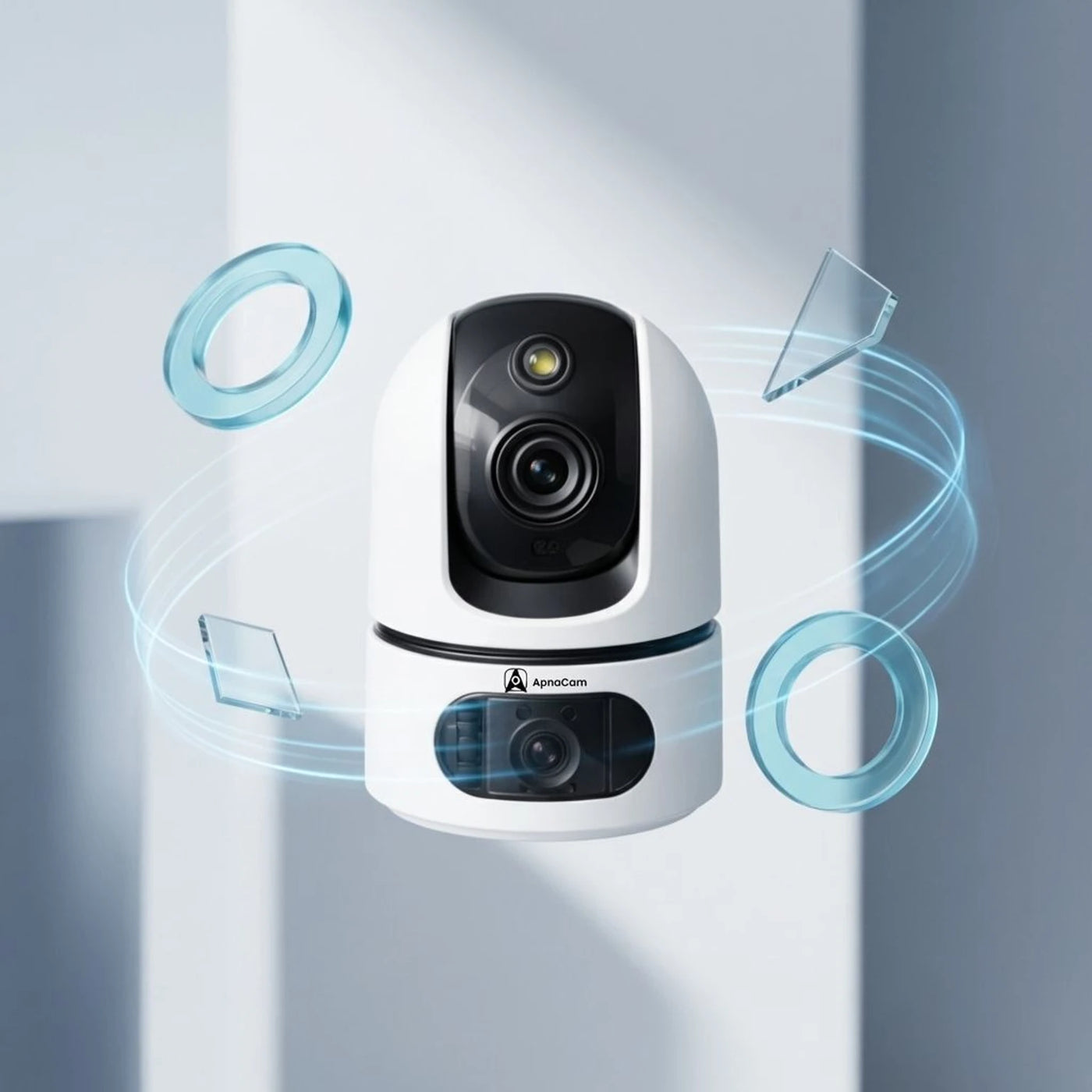 ApnaCam Dual-Lens FHD WiFi PTZ Indoor CCTV | AI Detection | Night Vision | Two-Way Audio | Home & Office | V380 Pro