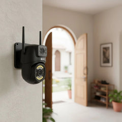 ApnaCam NightEye Dual-Lens [XMP] WiFi PTZ Outdoor CCTV | AI Human Detection | Full-Color Night Vision | IP66 | V380 Pro