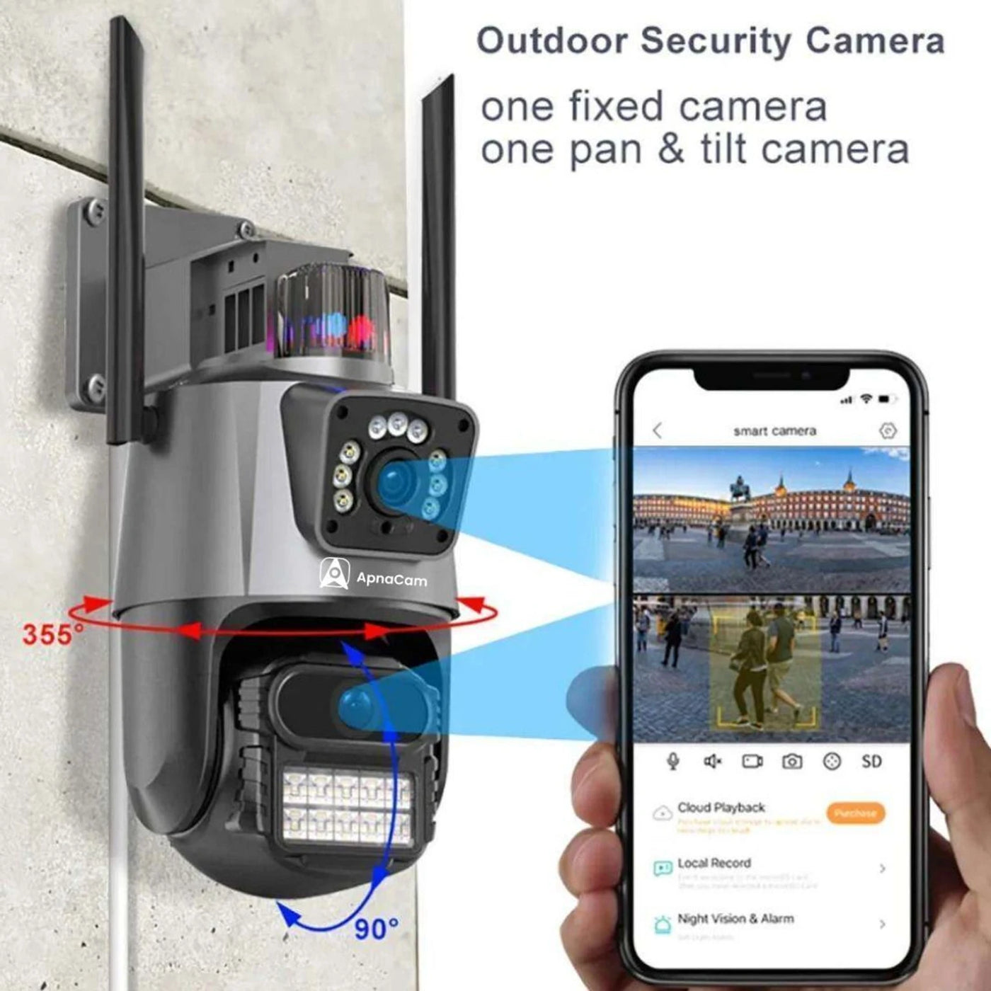 ApnaCam 5MP FHD Black Guard X2 Outdoor WiFi PTZ CCTV | Night Vision | Smart Alerts Security Camera (128 GB, 2 Channel)