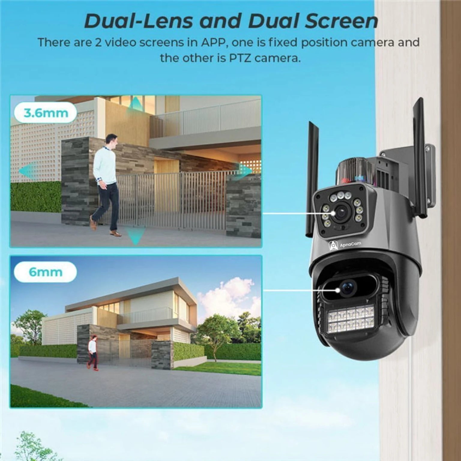ApnaCam 5MP FHD Black Guard X2 Outdoor WiFi PTZ CCTV | Night Vision | Smart Alerts Security Camera (128 GB, 2 Channel)