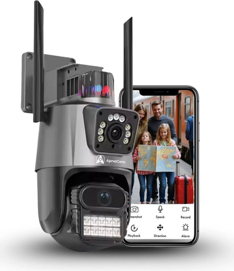 ApnaCam 5MP FHD Black Guard X2 Outdoor WiFi PTZ CCTV | Night Vision | Smart Alerts Security Camera (128 GB, 2 Channel)