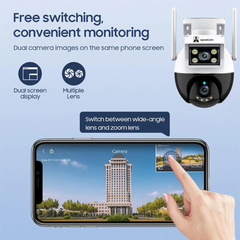 ApnaCam Dual-Lens 2K 4G PTZ Outdoor CCTV | AI Auto-Tracking | Full-Color Night Vision | No WiFi Needed | IP66 | V380 Pro