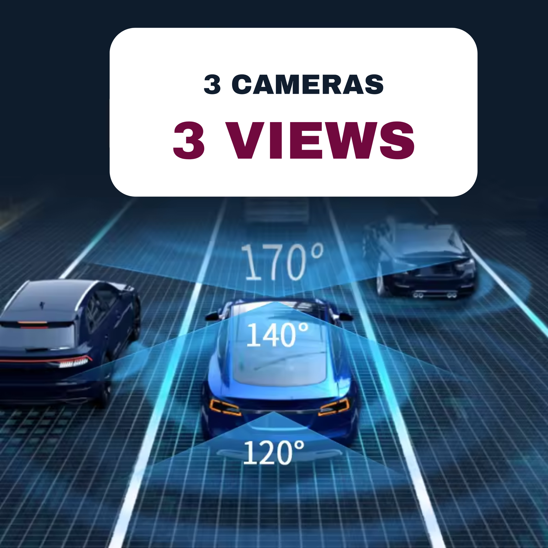 ApnaCam DashCam Front WiFi Night View WDR Loop 24H Parking Dashboard Camera System Reverse Assist Camera System (3 Camera, 1080P)