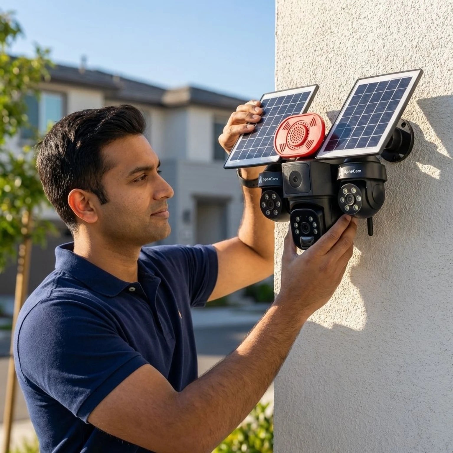 ApnaCam Farm Boy 4G SIM Solar Triple Lens PTZ CCTV Camera | 5+5+5MP | IP66 | No Wi-Fi | V380 Pro | Outdoor Security Camera for Farm, Plot & Rural Property
