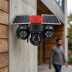 ApnaCam Farm Boy 4G SIM Solar Triple Lens PTZ CCTV Camera | 5+5+5MP | IP66 | No Wi-Fi | V380 Pro | Outdoor Security Camera for Farm, Plot & Rural Property