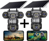 ApnaCam India's First 5G Solar Triple Lens PTZ CCTV Camera - 12MP×3 Lenses, 3-Screen View, AI Tracking, Color Night Vision, IP66 (6 Month Warranty)
