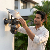 ApnaCam India's First 5G Solar Triple Lens PTZ CCTV Camera - 12MP×3 Lenses, 3-Screen View, AI Tracking, Color Night Vision, IP66 (6 Month Warranty)