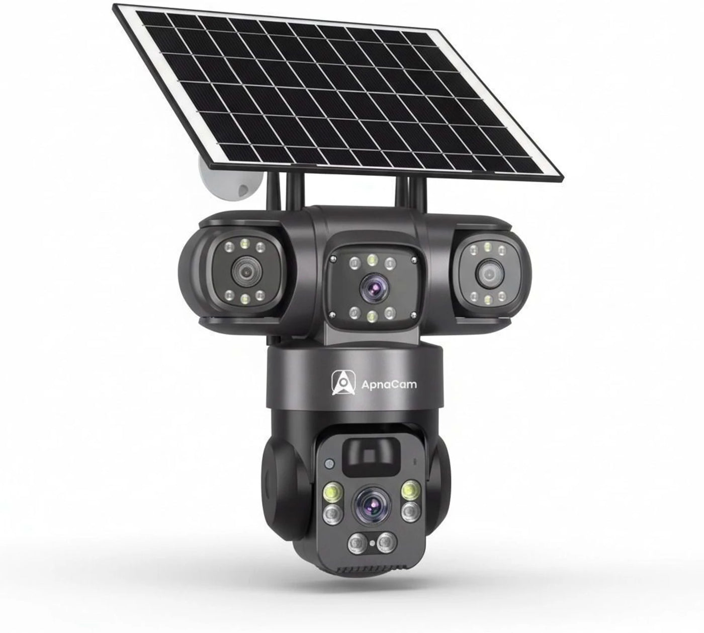 ApnaCam India's First 5G Solar Triple Lens PTZ CCTV Camera — 12MP×3 Lenses, 3-Screen View, AI Tracking, Color Night Vision, IP66 (12-Month Warranty)