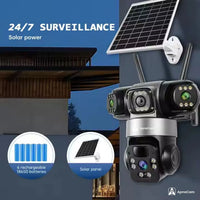 ApnaCam India's First 5G Solar Triple Lens PTZ CCTV Camera - 12MP×3 Lenses, 3-Screen View, AI Tracking, Color Night Vision, IP66 (6 Month Warranty)