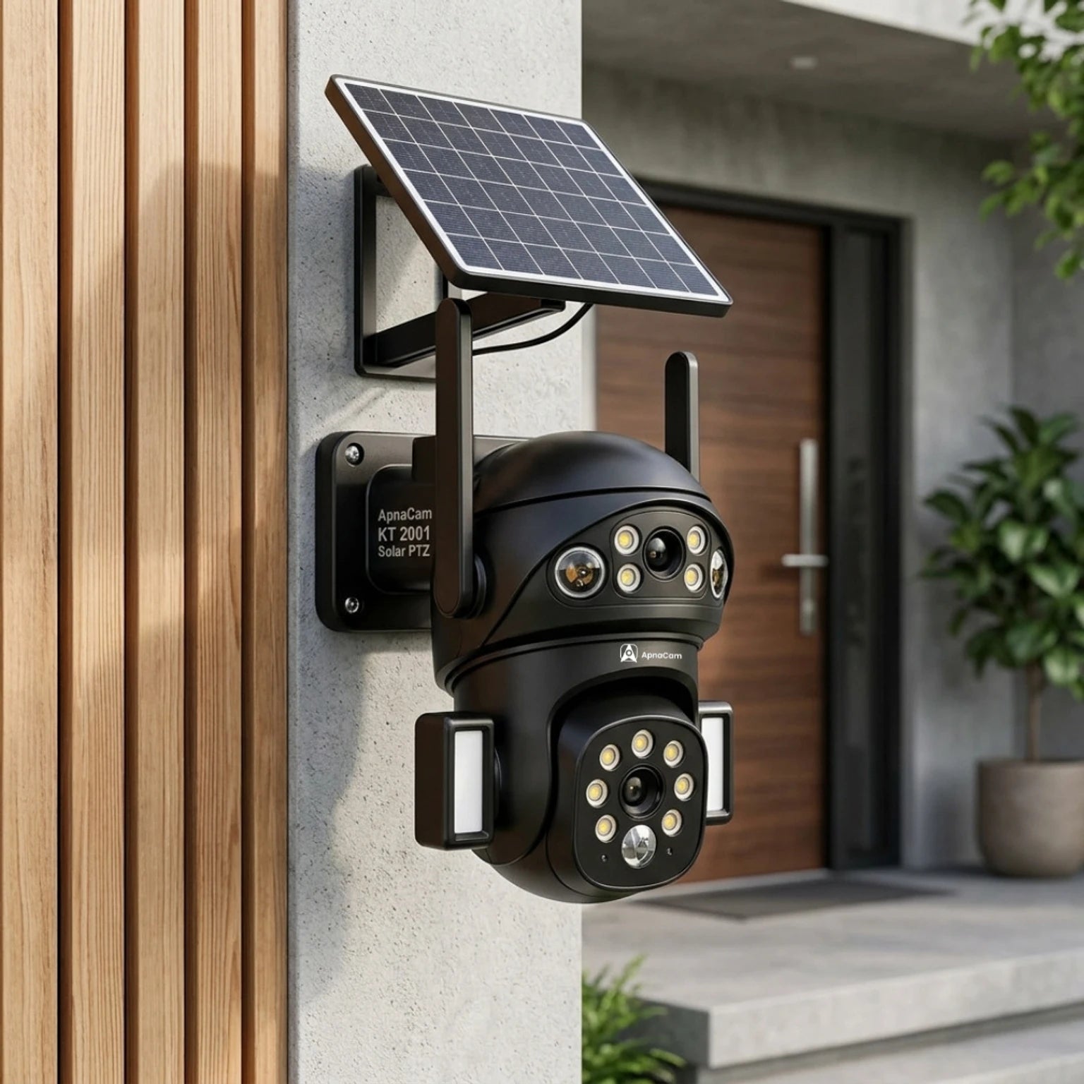 ApnaCam Dual-Lens 5MP 4G Solar PTZ Outdoor CCTV | AI Auto-Tracking | Full-Color Night Vision | No WiFi Needed | IP66 | V380 Pro