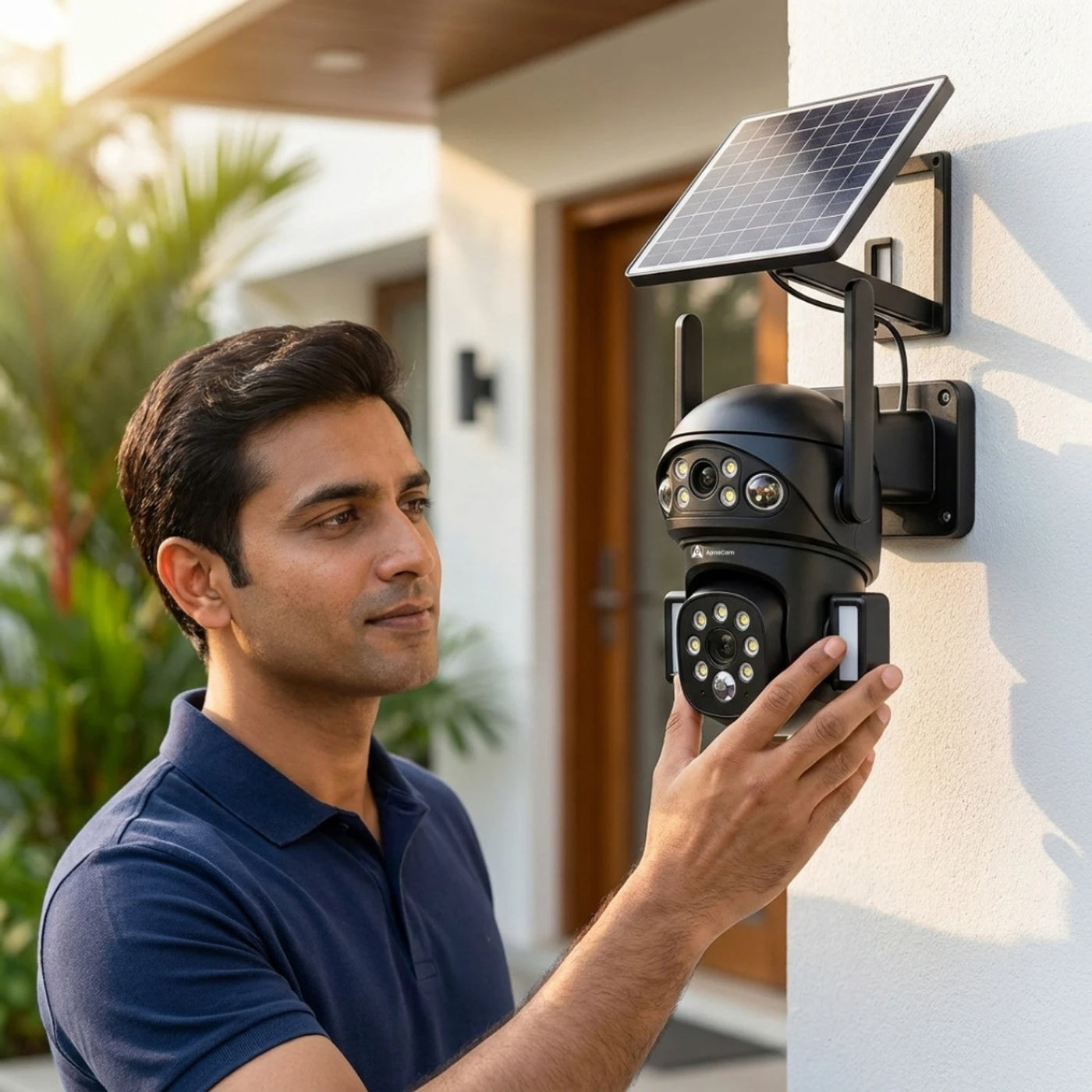 ApnaCam Dual-Lens 5MP 4G Solar PTZ Outdoor CCTV | AI Auto-Tracking | Full-Color Night Vision | No WiFi Needed | IP66 | V380 Pro