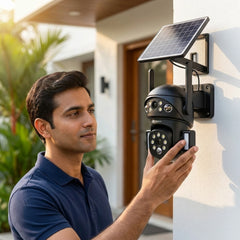ApnaCam Dual-Lens 5MP 4G Solar PTZ Outdoor CCTV | AI Auto-Tracking | Full-Color Night Vision | No WiFi Needed | IP66 | V380 Pro