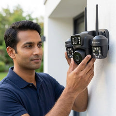 ApnaCam NexusEye 4G Triple-Lens 5MP PTZ Outdoor CCTV | Full-Color Night Vision | No WiFi Needed | AI Detection | IP66 | V380 Pro