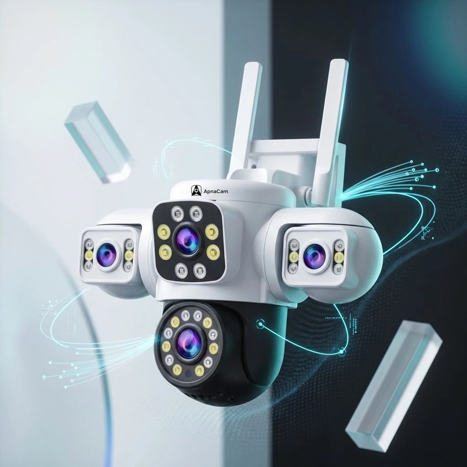 ApnaCam 5MP×3 Triple-Lens 4G PTZ CCTV | AI Auto-Track, No WiFi Needed