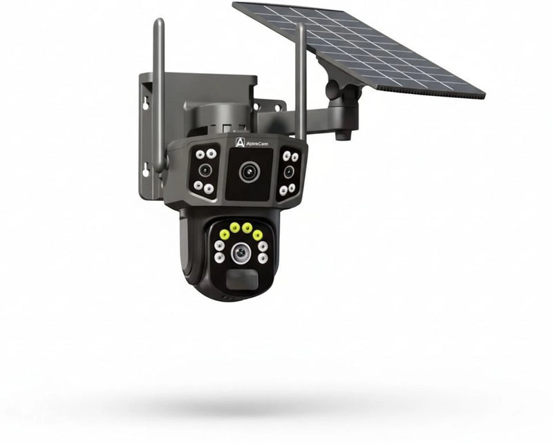 ApnaCam Dual Lens 4G Solar PTZ CCTV Camera Color Night Vision Farm Outdoor V380 Pro
