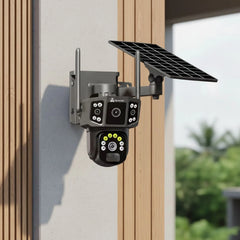 ApnaCam Dual-Lens [XMP] 4G Solar PTZ Outdoor CCTV | Full-Color Night Vision | No WiFi Needed | IP66 | Farm & Rural Property | V380 Pro