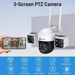ApnaCam Triple Lens 4G SIM PTZ Camera — 8MP+8MP+8MP, 360° View, AI Human Tracking, Outdoor CCTV