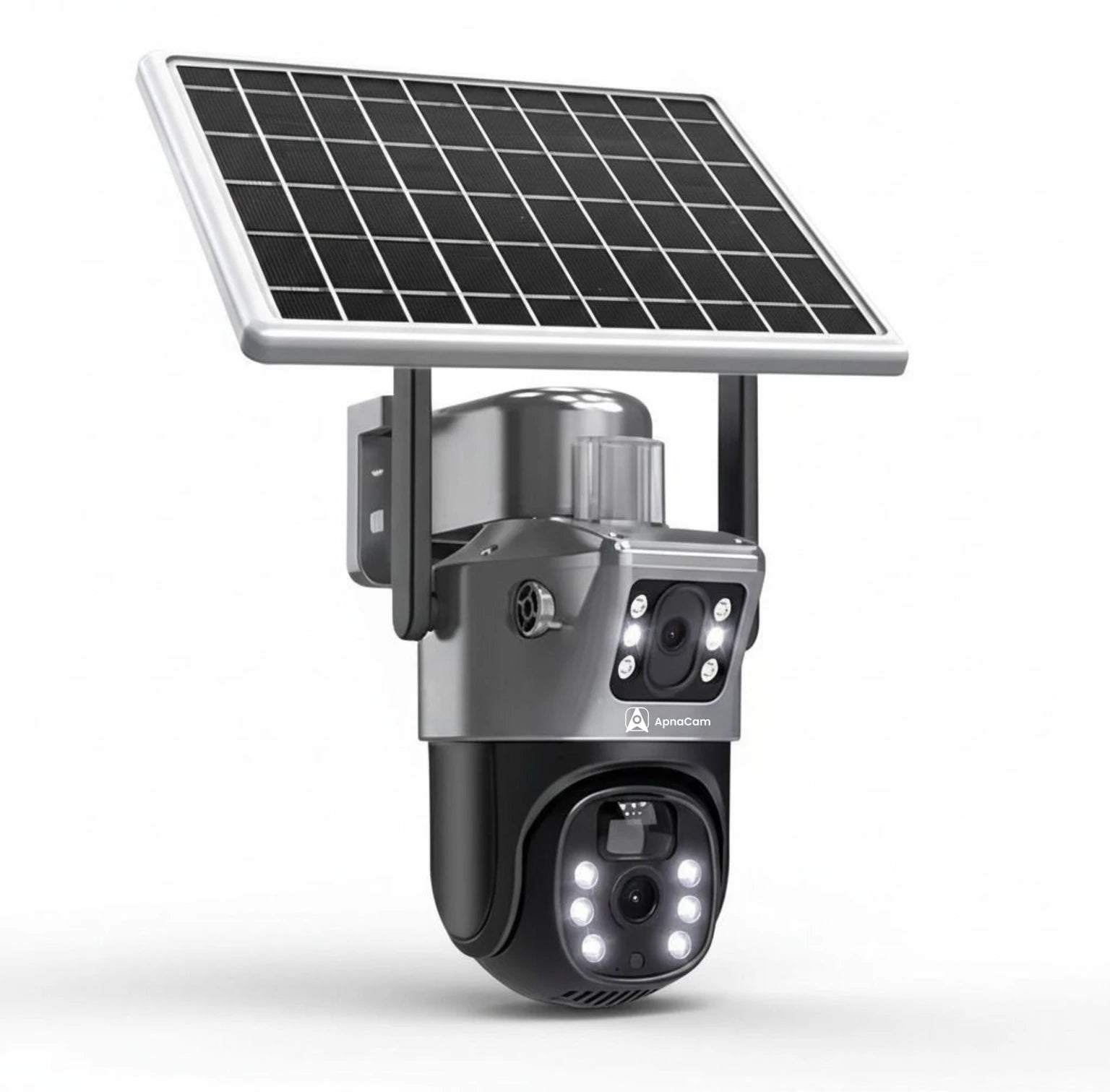 ApnaCam 5MP 4G Solar Dual Lens PTZ Camera | 7W Panel, PIR + Radar Motion, Full Color Night Vision, Two-Way Audio, IP65 Waterproof | No WiFi, No Electricity Needed - ApnaCam
