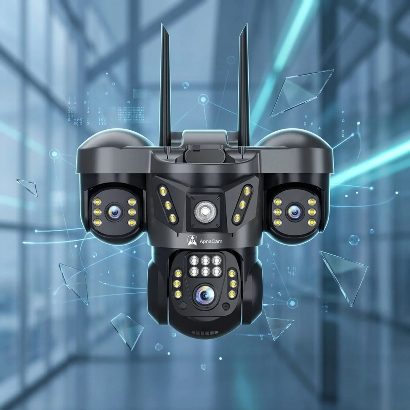 ApnaCam Tri-Vision 8MP Triple-Lens 4G PTZ Outdoor CCTV | Full-Color Night Vision | No WiFi Needed | AI Detection | IP66 | V380 Pro