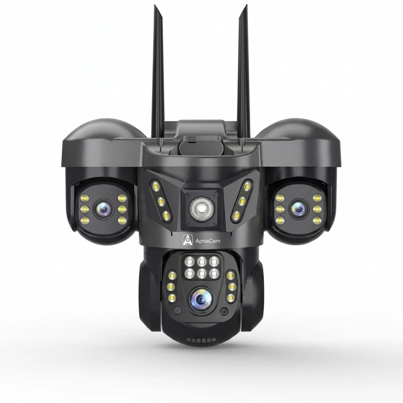 ApnaCam Tri-Vision 8MP Triple Lens 4G PTZ CCTV Camera Outdoor Wireless V380 Pro