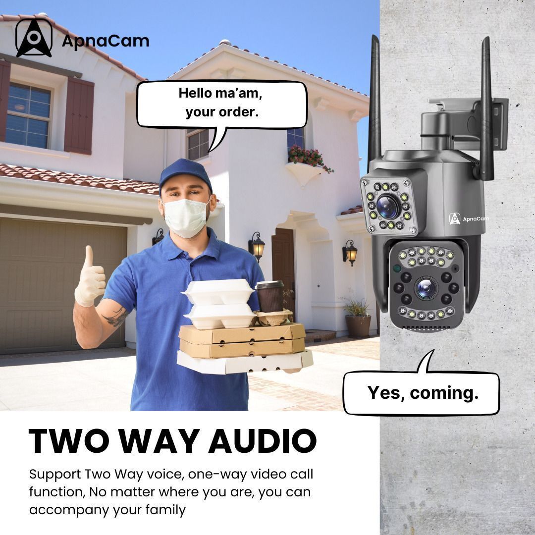 ApnaCam Dual-Lens [XMP] WiFi PTZ [Indoor/Outdoor] CCTV | AI Detection | Full-Color Night Vision | IP66 | V380 Pro