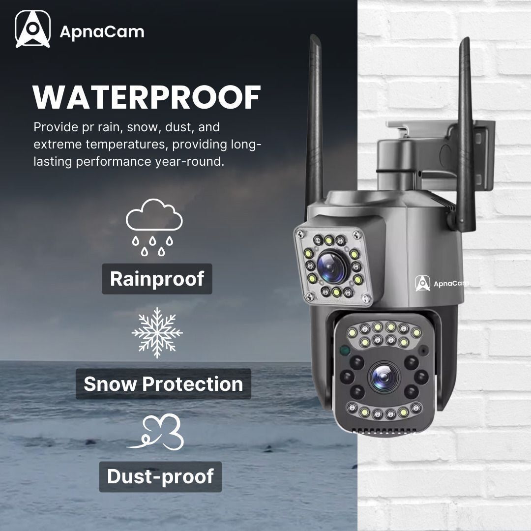 ApnaCam Dual-Lens [XMP] WiFi PTZ [Indoor/Outdoor] CCTV | AI Detection | Full-Color Night Vision | IP66 | V380 Pro
