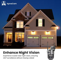 ApnaCam Dual-Lens 5MP WiFi PTZ [Indoor/Outdoor] CCTV | AI Detection | Full-Color Night Vision | IP66 | V380 Pro