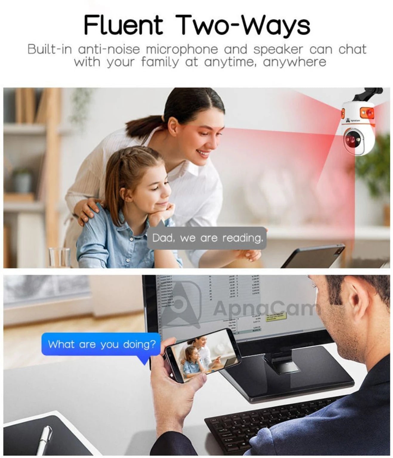 ApnaCam Robo Cam 6MP Tri Lens/Screen HD 1080p AI Human Detect.WiFi, Bullet + PTZ Security Camera (SD Card Support Upto 128 GB, 4 Channel)