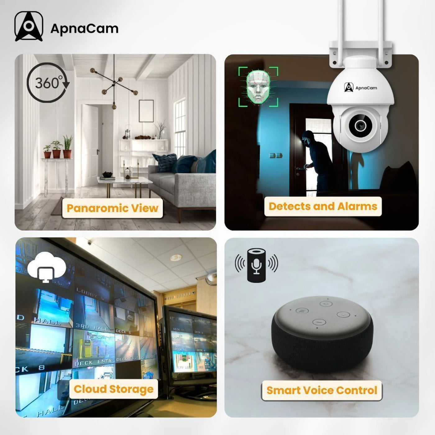 ApnaCam 5MP QHD+ Outdoor WiFi PTZ CCTV | 360° Color Night Vision IP66