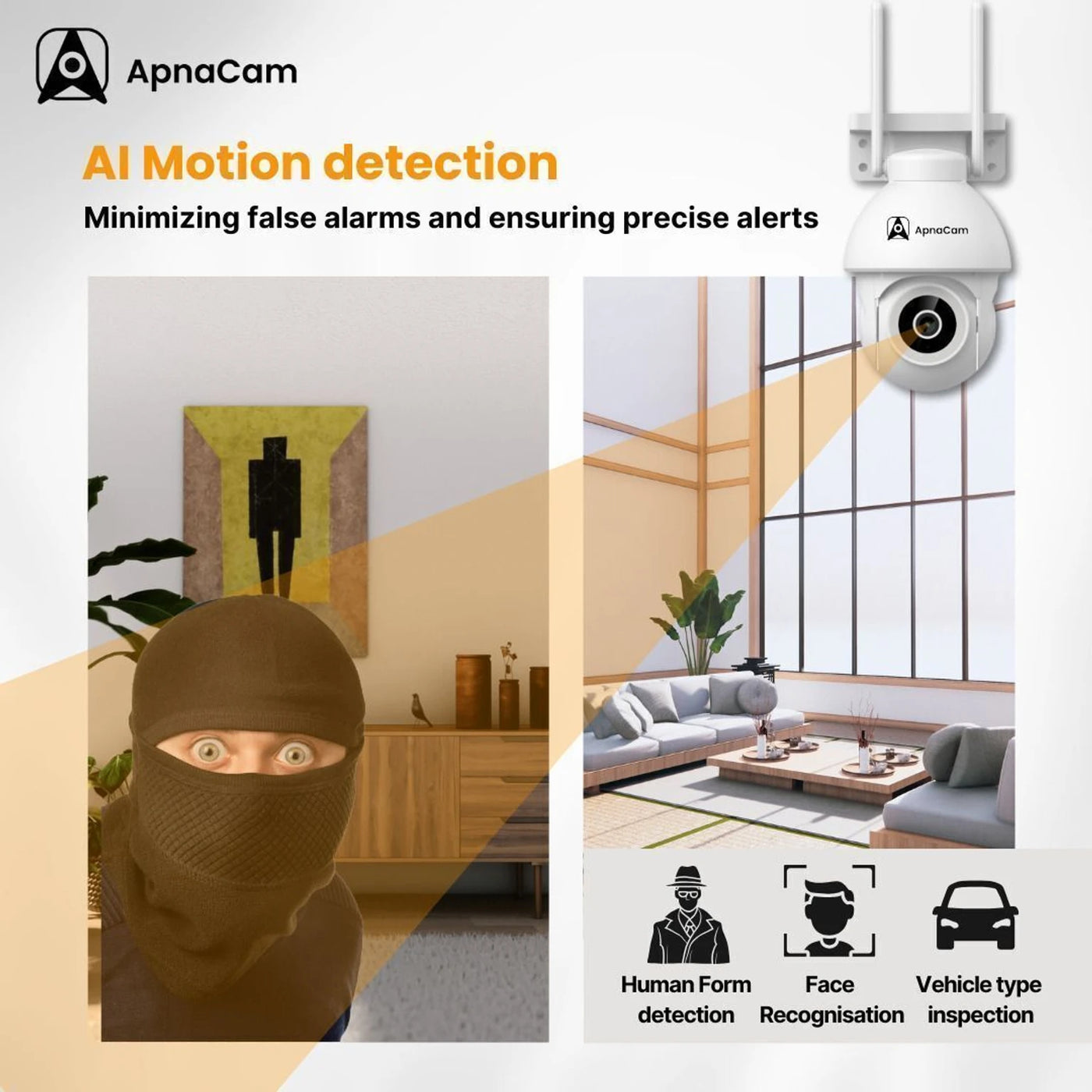 ApnaCam 5MP QHD+ Outdoor WiFi PTZ CCTV | 360° Color Night Vision IP66
