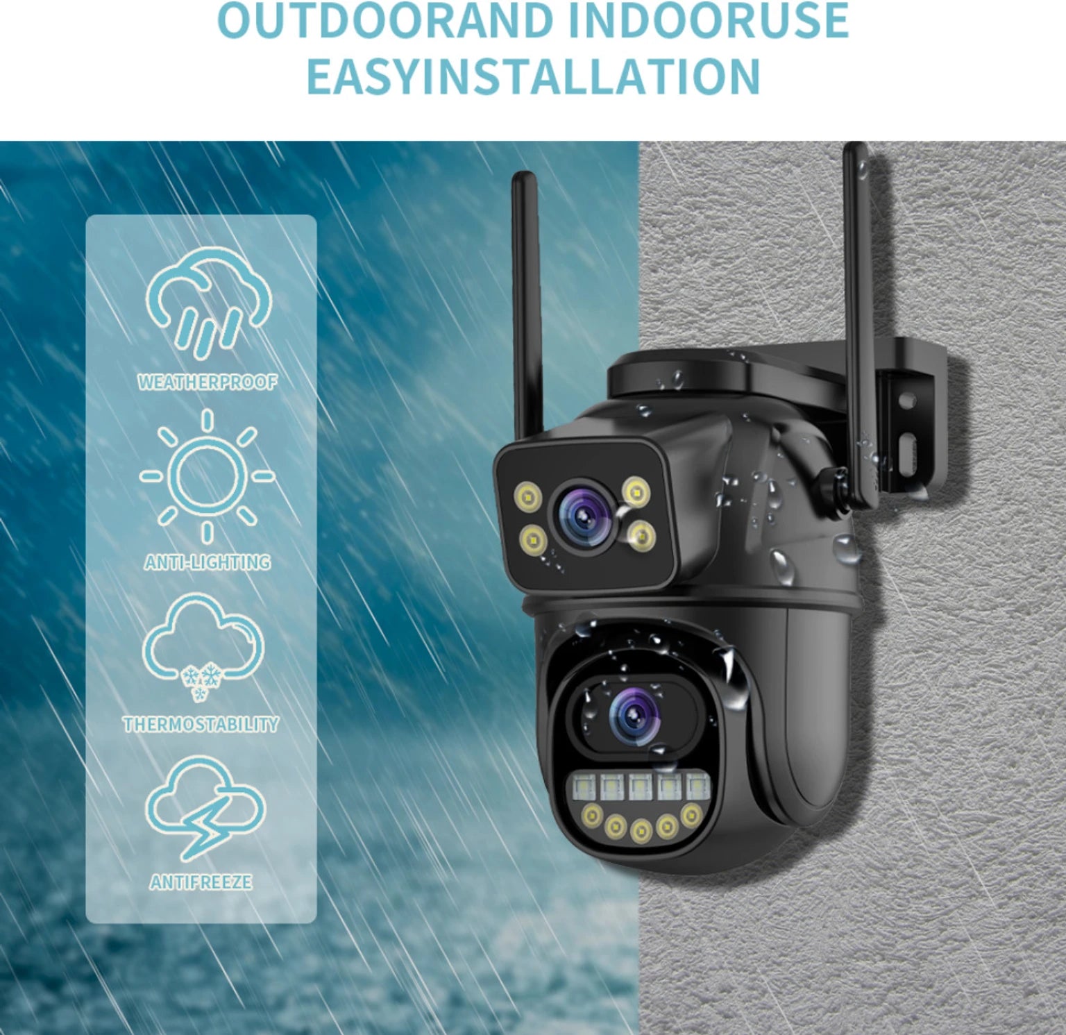 ApnaCam Dual-Lens WiFi CCTV | Fixed Bullet + PTZ | FHD Outdoor | Full-Color Night Vision | IP66 | iCSee App