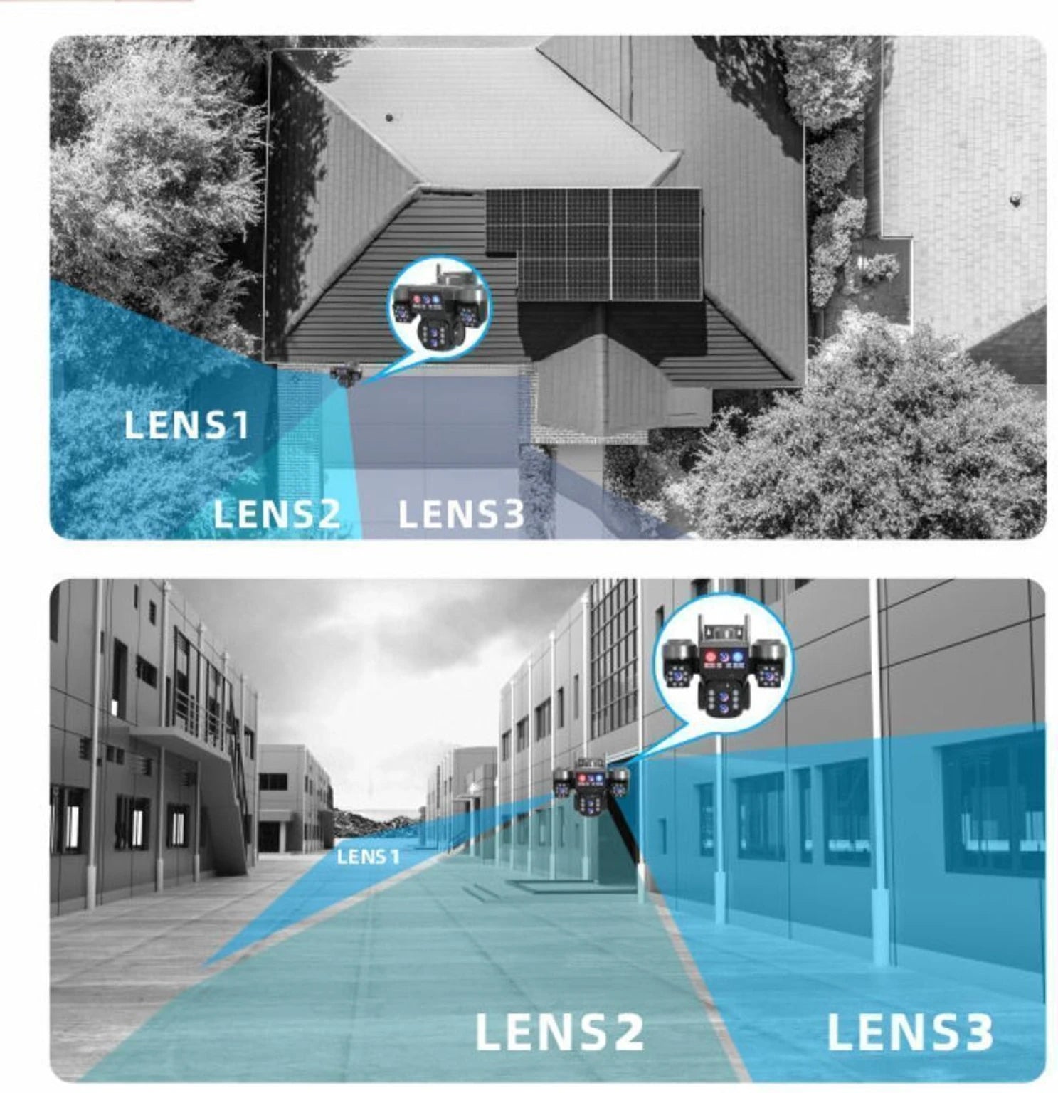 ApnaCam 4G Solar Triple Lens PTZ CCTV Camera — 8MP×3 Lenses, Dual Solar Panel, LED Floodlight, Color Night Vision, 30m Range (No WiFi Outdoor)